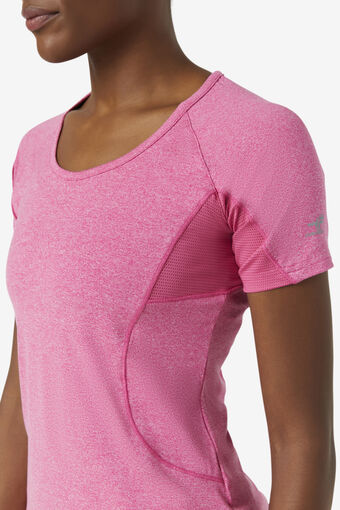 PICKLEBALL SOLID SHORT SLEEVE TOP/PINKGLOHTHR/Large