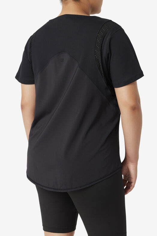 UPLIFT TEXTURE S/S TOP/BLACK/1XLarge
