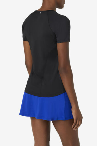 PICKLEBALL SOLID SHORT SLEEVE TOP/BLACK/Large