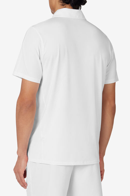 WHITE LINE SHORT SLEEVE ZIP POLO