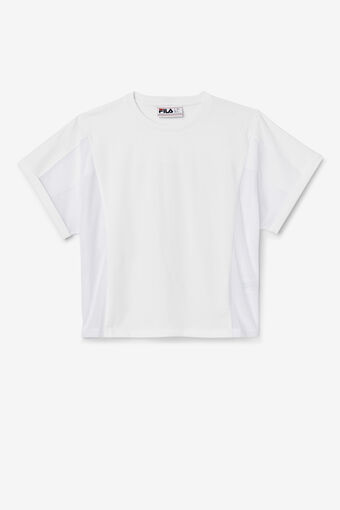 AMYTIS MESH PANEL CROP TEE/WHITE/Extra Small