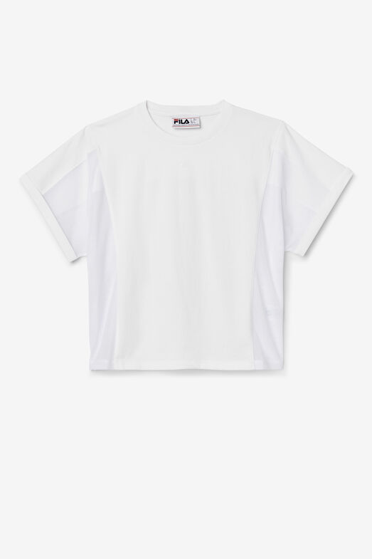 AMYTIS MESH PANEL CROP TEE/WHITE/Extra Small