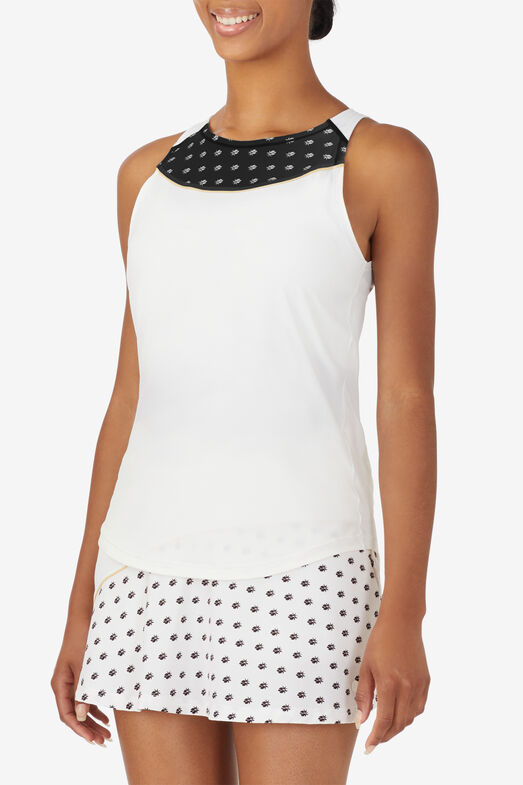 FULL COVERAGE TANK/WHT/BLKP/RATTN/Large