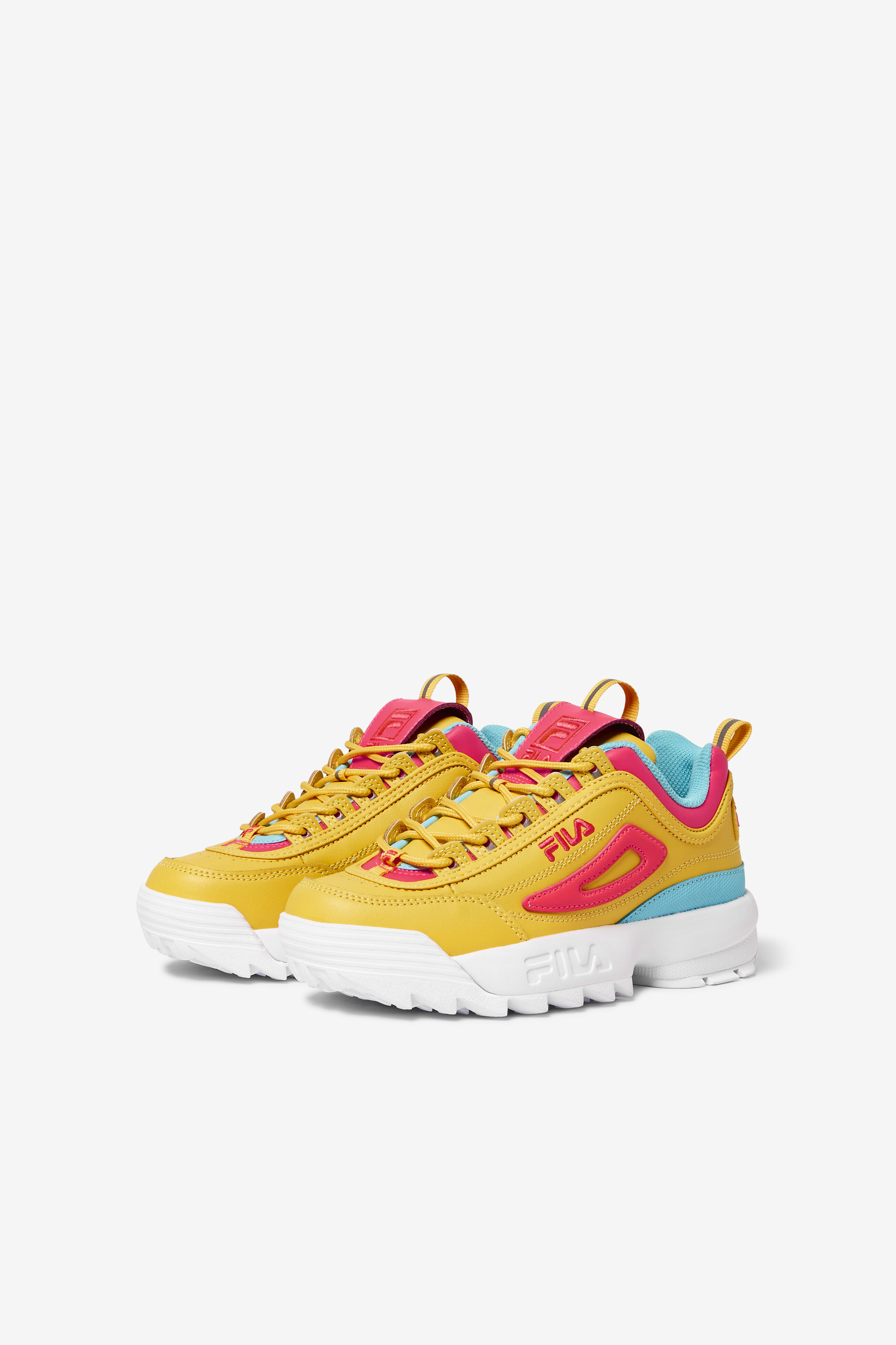 Pink and yellow fila shoes hotsell