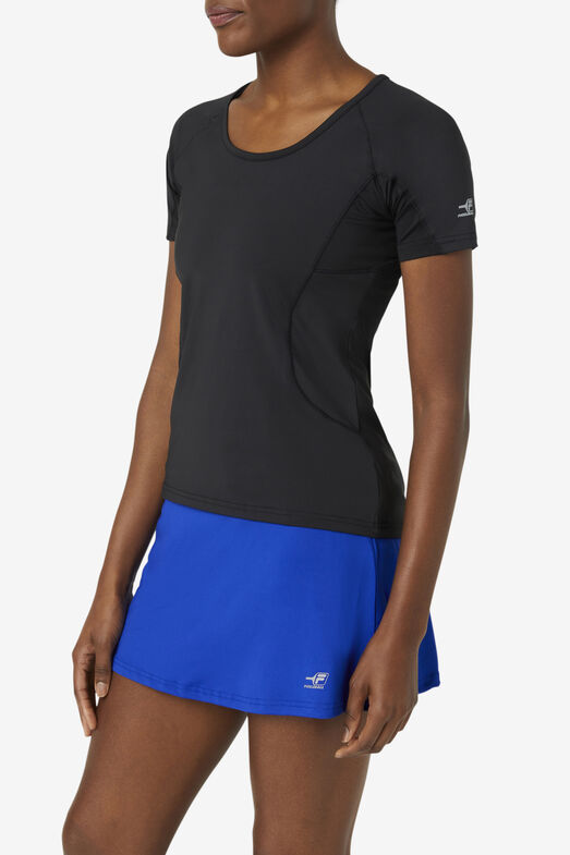 PICKLEBALL SOLID SHORT SLEEVE TOP/BLACK/Extra Small