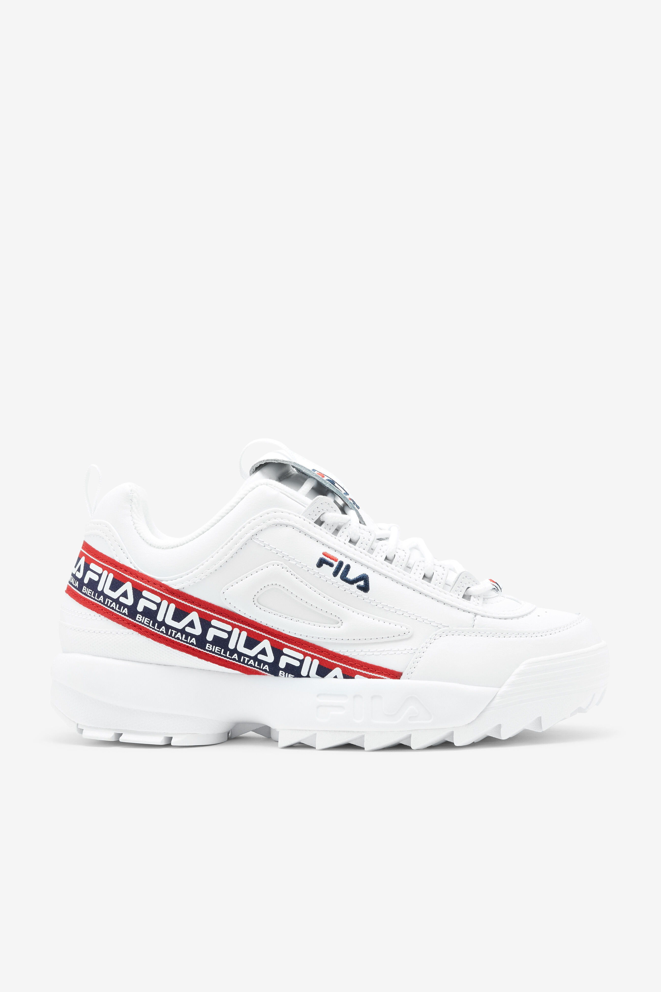 Disruptor 2 Logo Tape Men s Chunky White Sneakers FILA