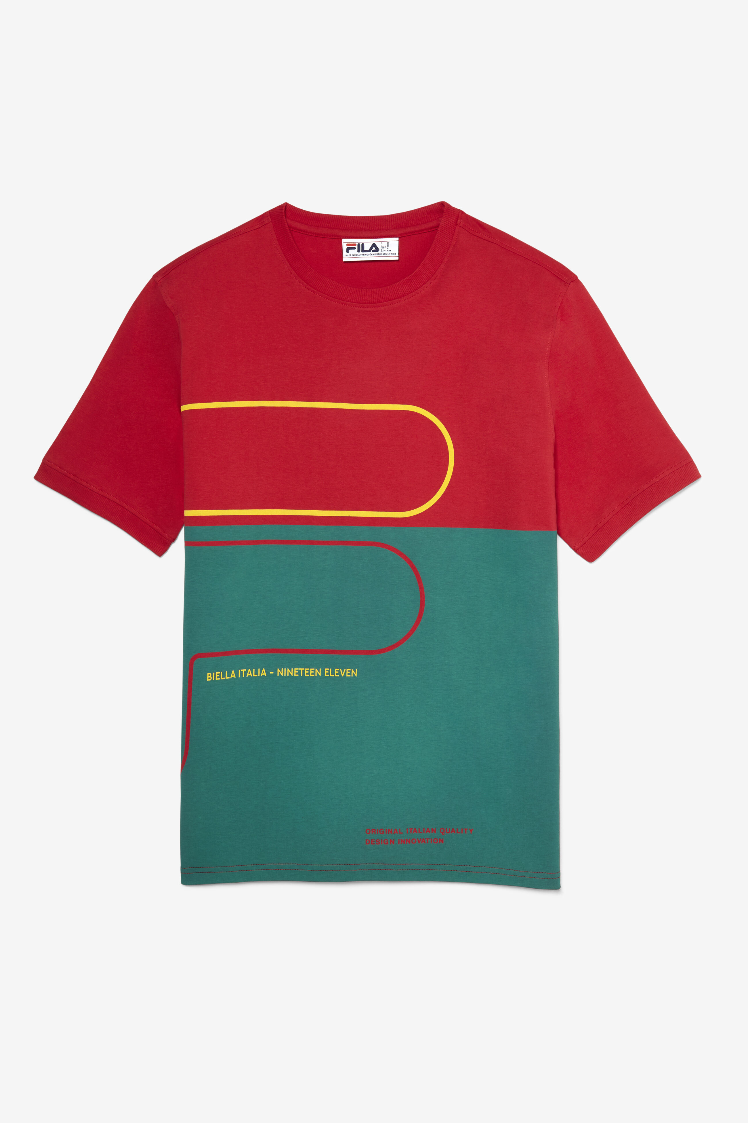 Red and on sale green fila shirt