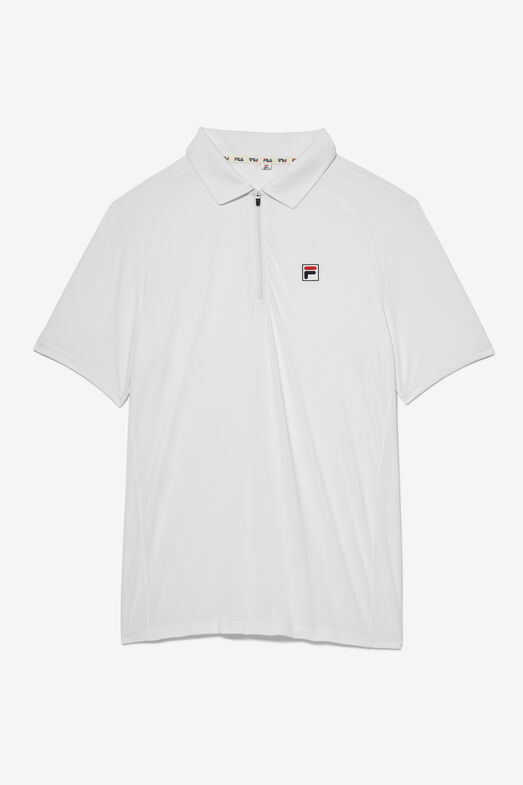 WHITE LINE SHORT SLEEVE ZIP POLO