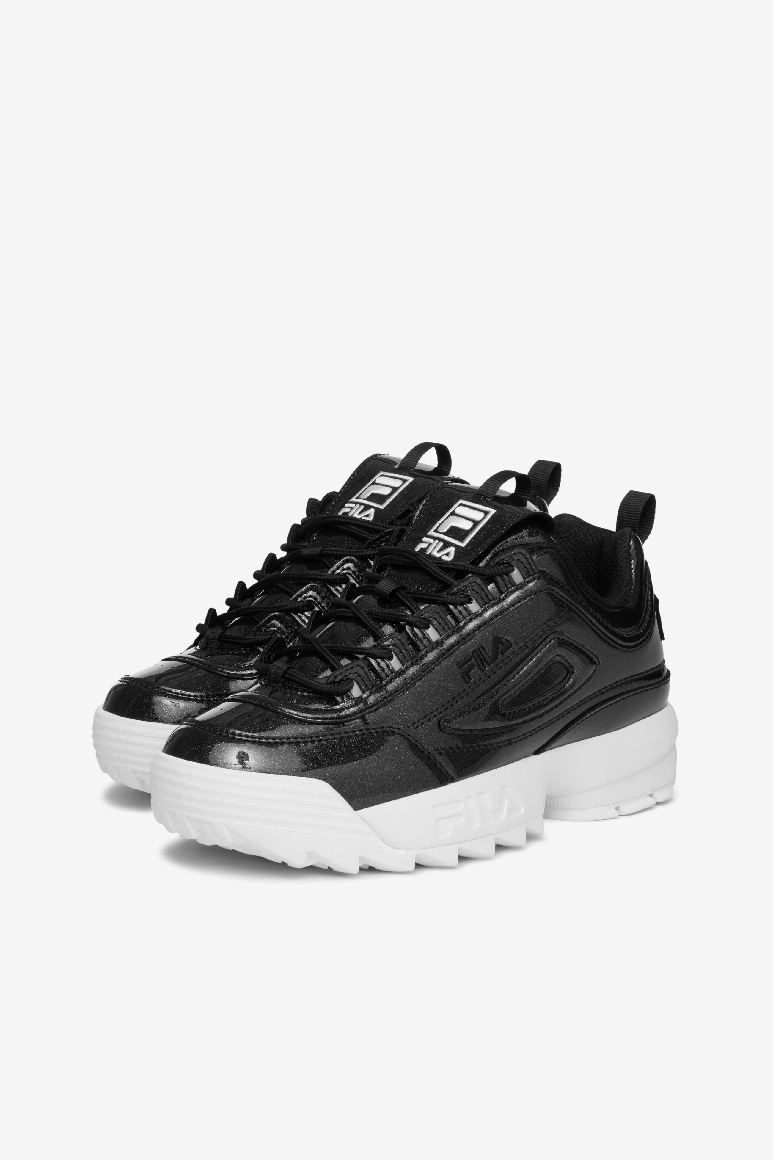 Fila disruptor shiny black discount