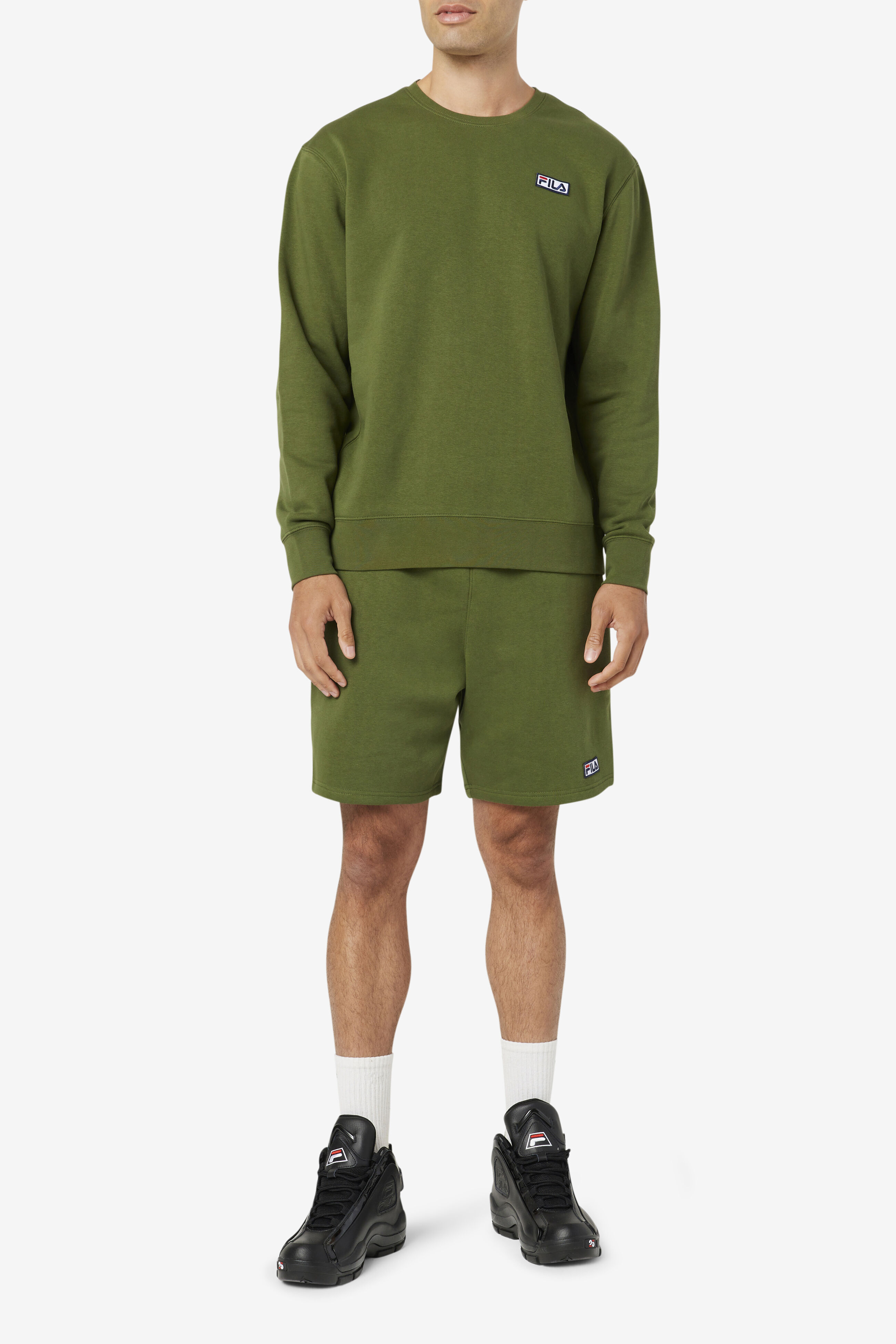 Fila cia black and ecru fleece crew neck sweatshirt discount