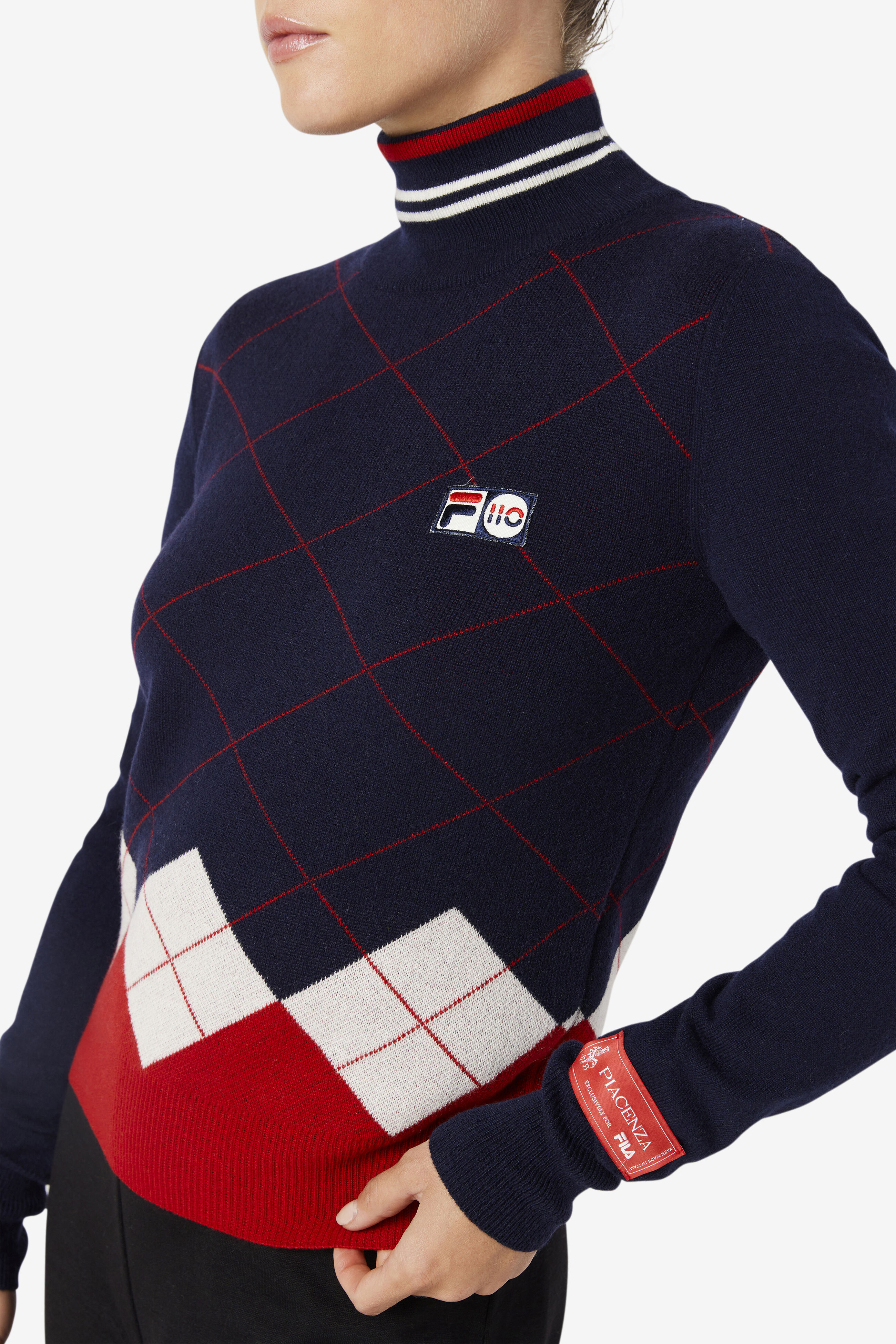 Women s Argyle Sweater 110th Anniversary Collection FILA