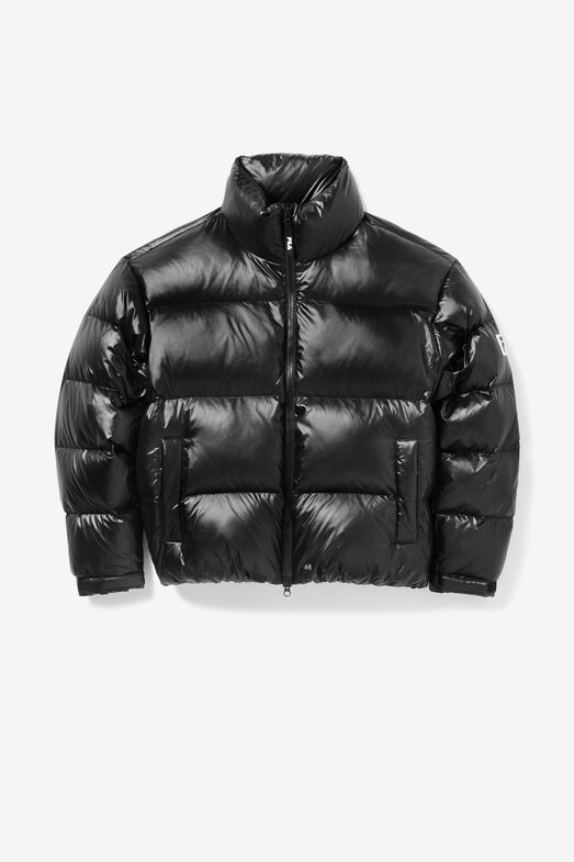 glossy puffer jacket