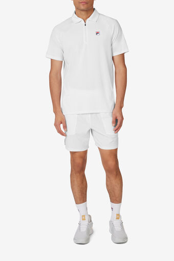 WHITE LINE SHORT SLEEVE ZIP POLO