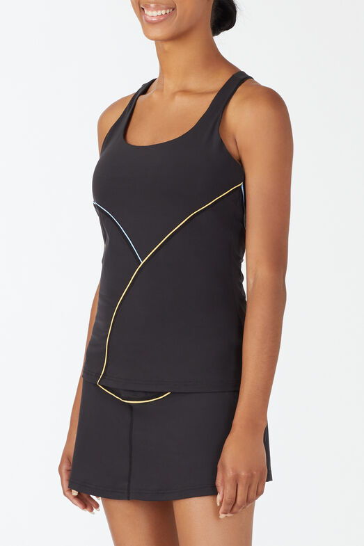 RACERBACK TANK/BLK/RATTN/DBLU/Large