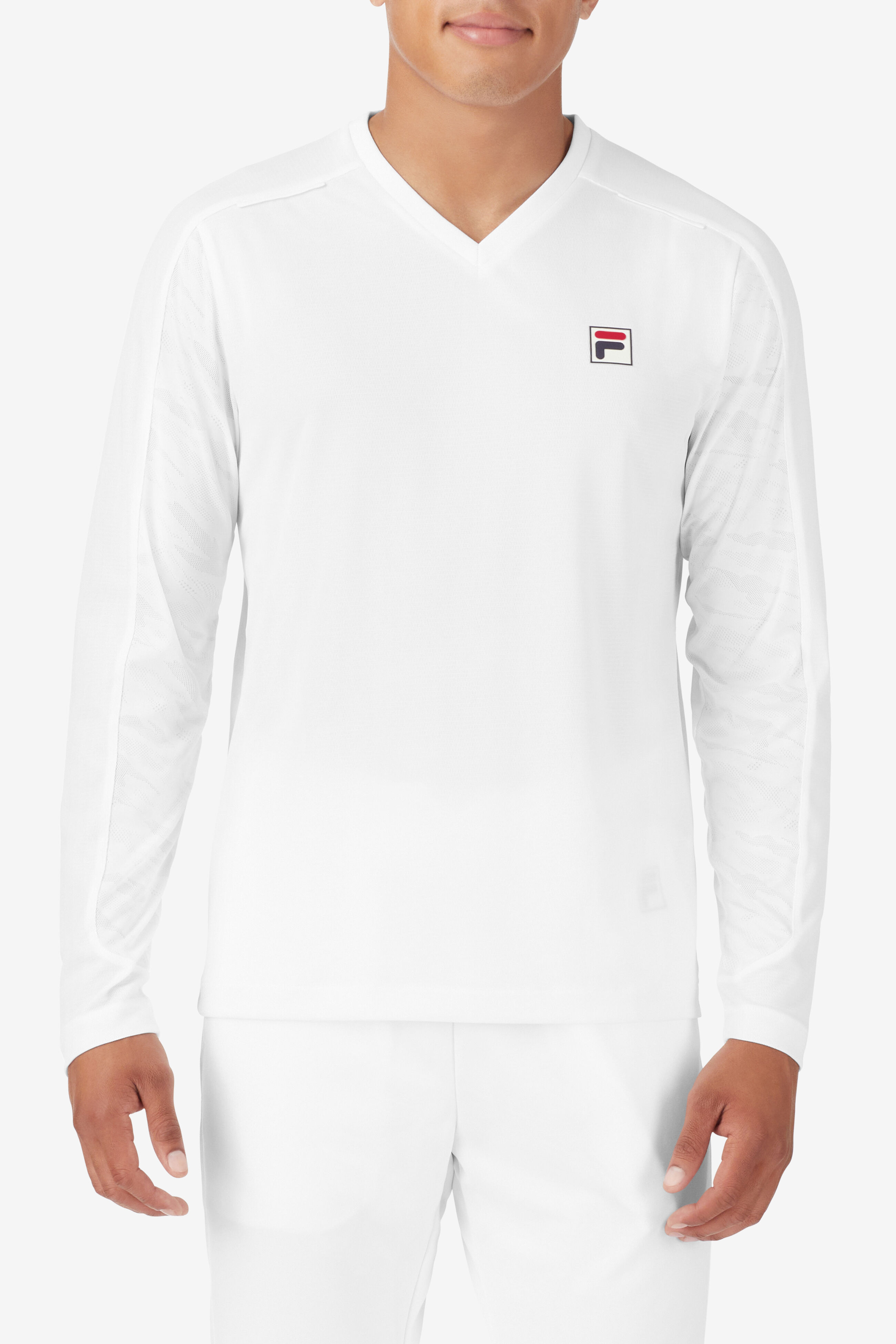 Men s White V neck Shirt Fila