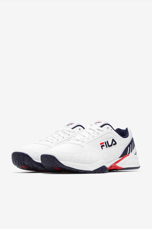Fila Men's Volley Zone Pickleball Shoes, Size 9.5, White/Navy/Red