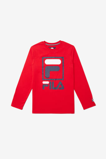 STACKED LOGO L/S TEE/RED/M