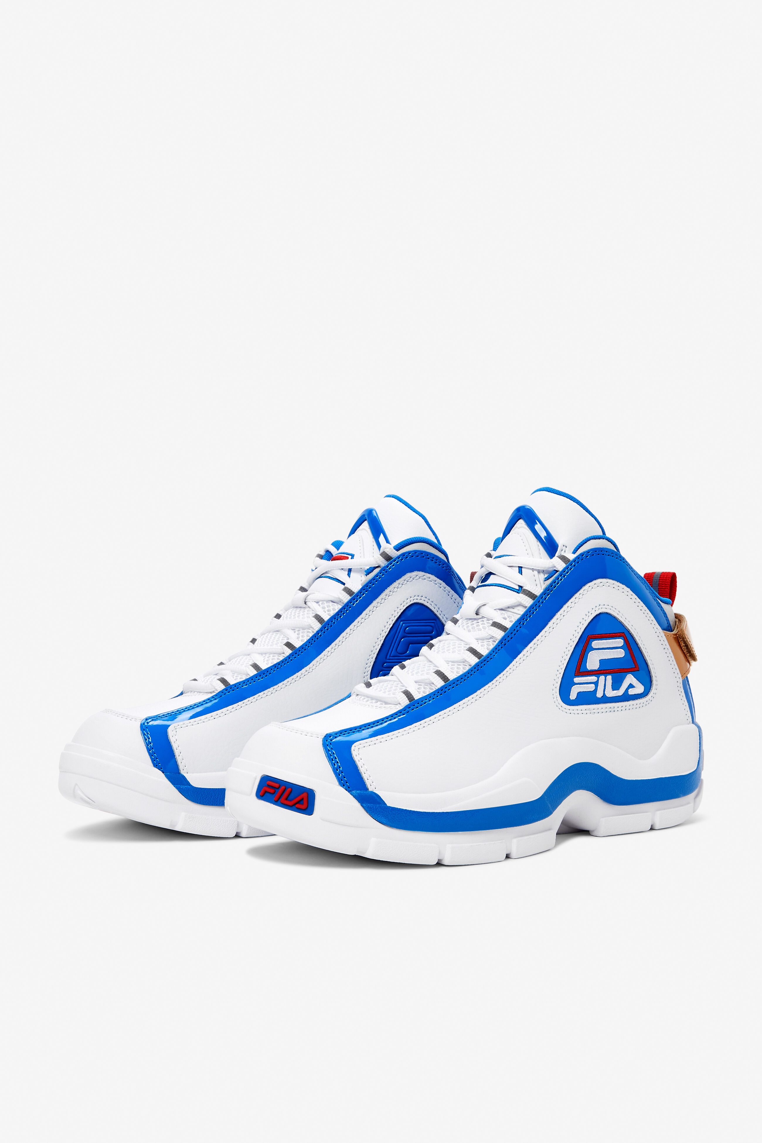 White and blue fila on sale