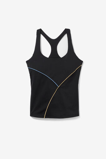 RACERBACK TANK/BLK/RATTN/DBLU/Large