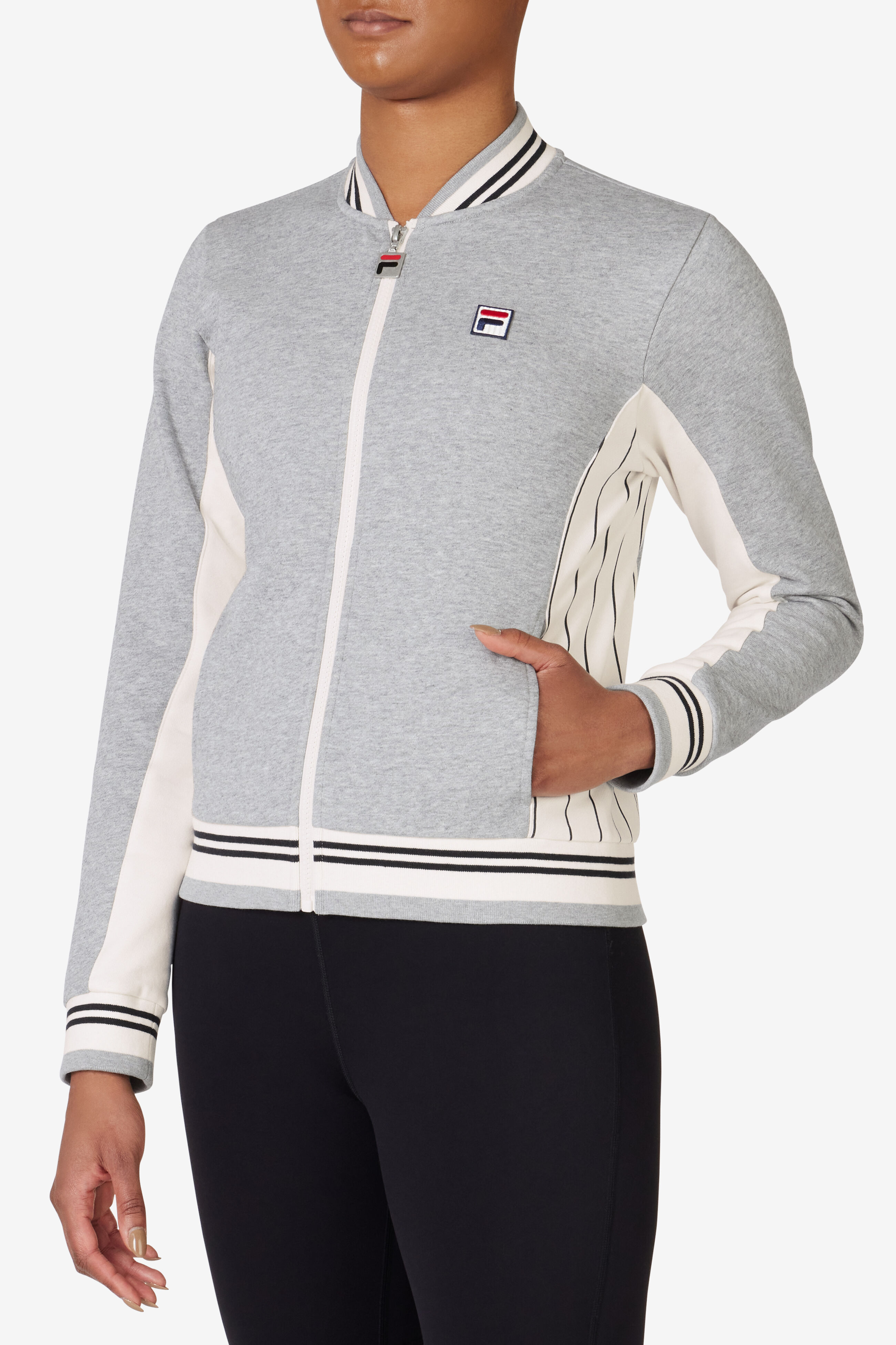 Fila Women s Capri Jacket 273 Grey Heather Gardenia Black Small