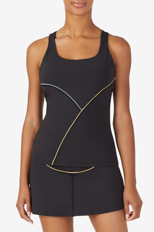 RACERBACK TANK/BLK/RATTN/DBLU/Large
