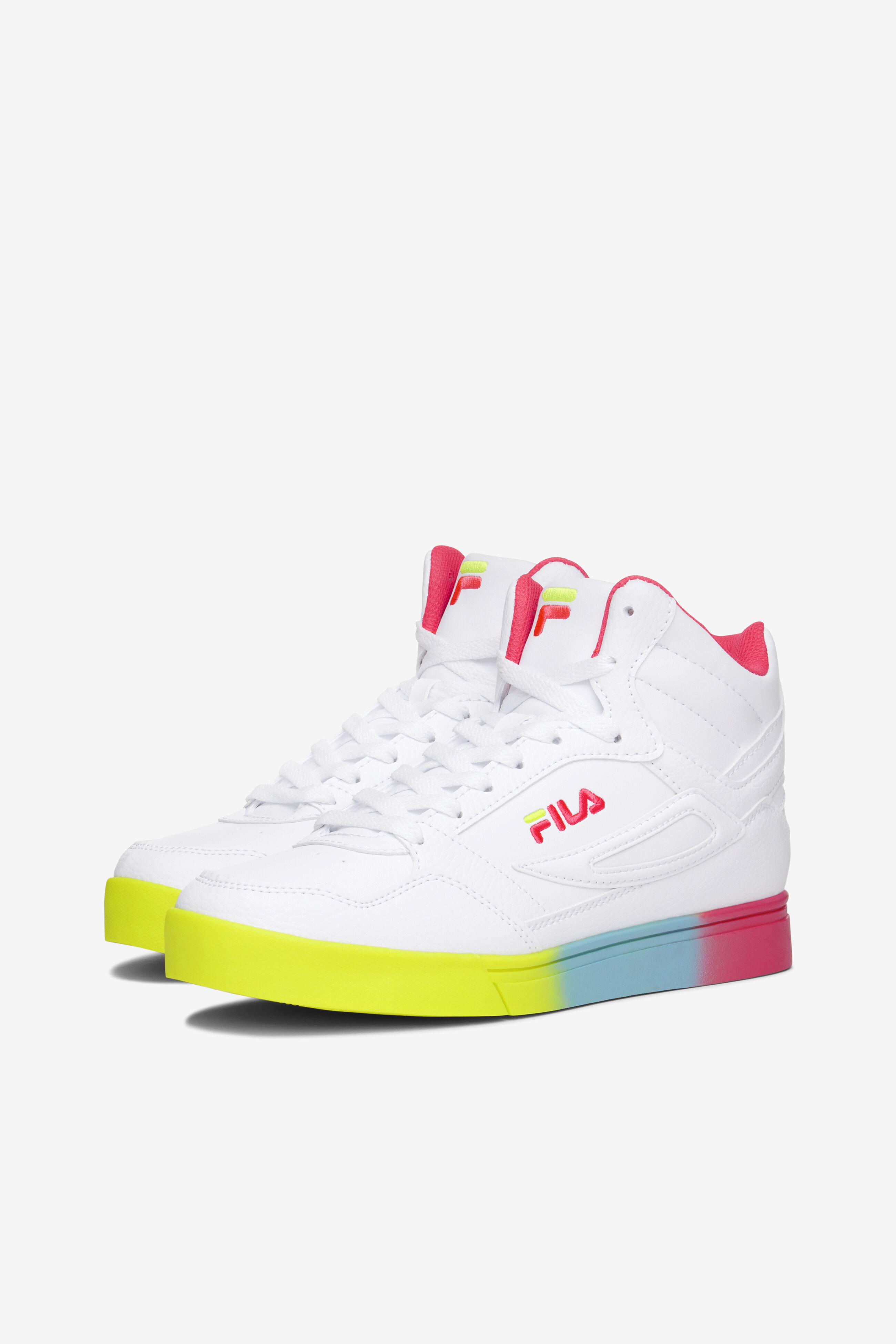 Fila Women s Everge Shoes 140 White DPNK Safety Yellow Size 10