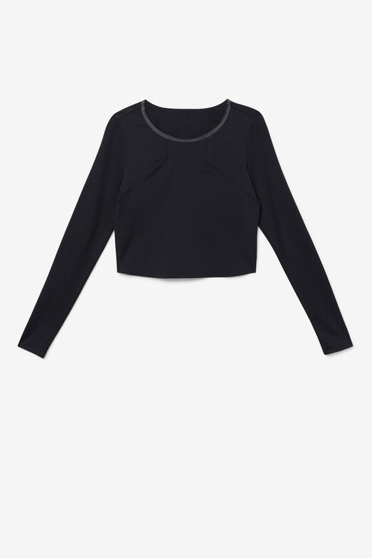 UPLIFT LONG SLEEVE CROP TOP/BLACK/Small