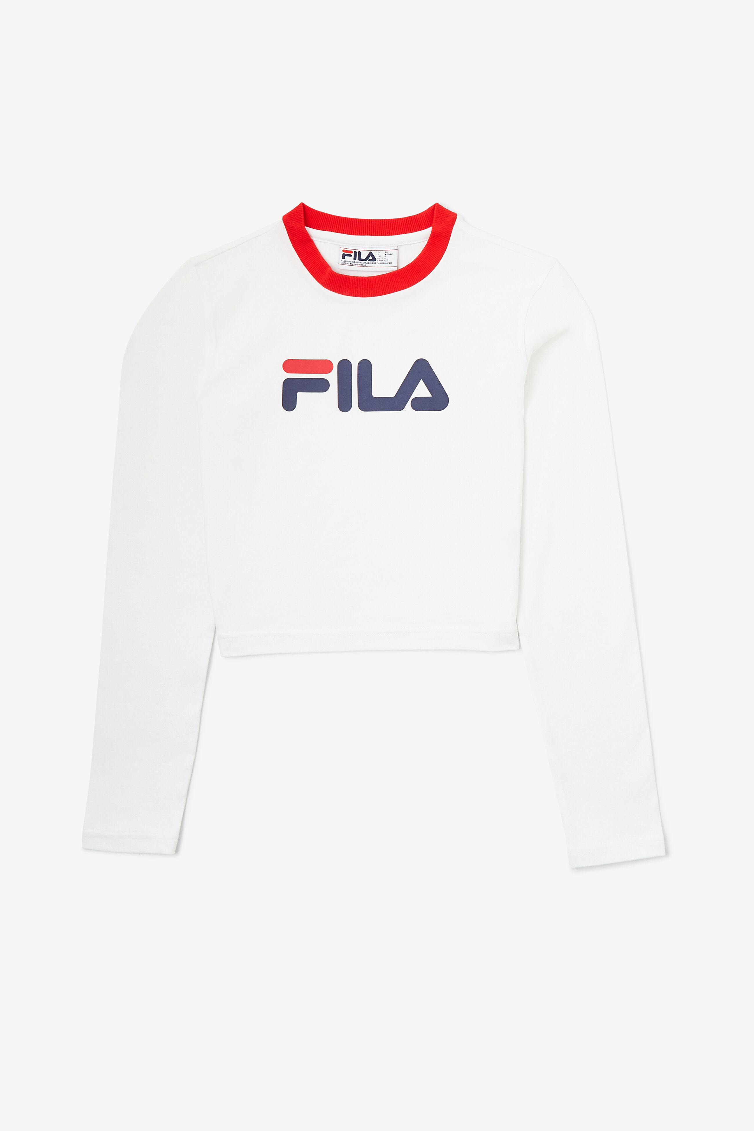 White long best sale sleeve fila top
