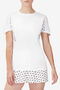 SHORT SLEEVE TOP/WHT/BLK/RATTN/Large