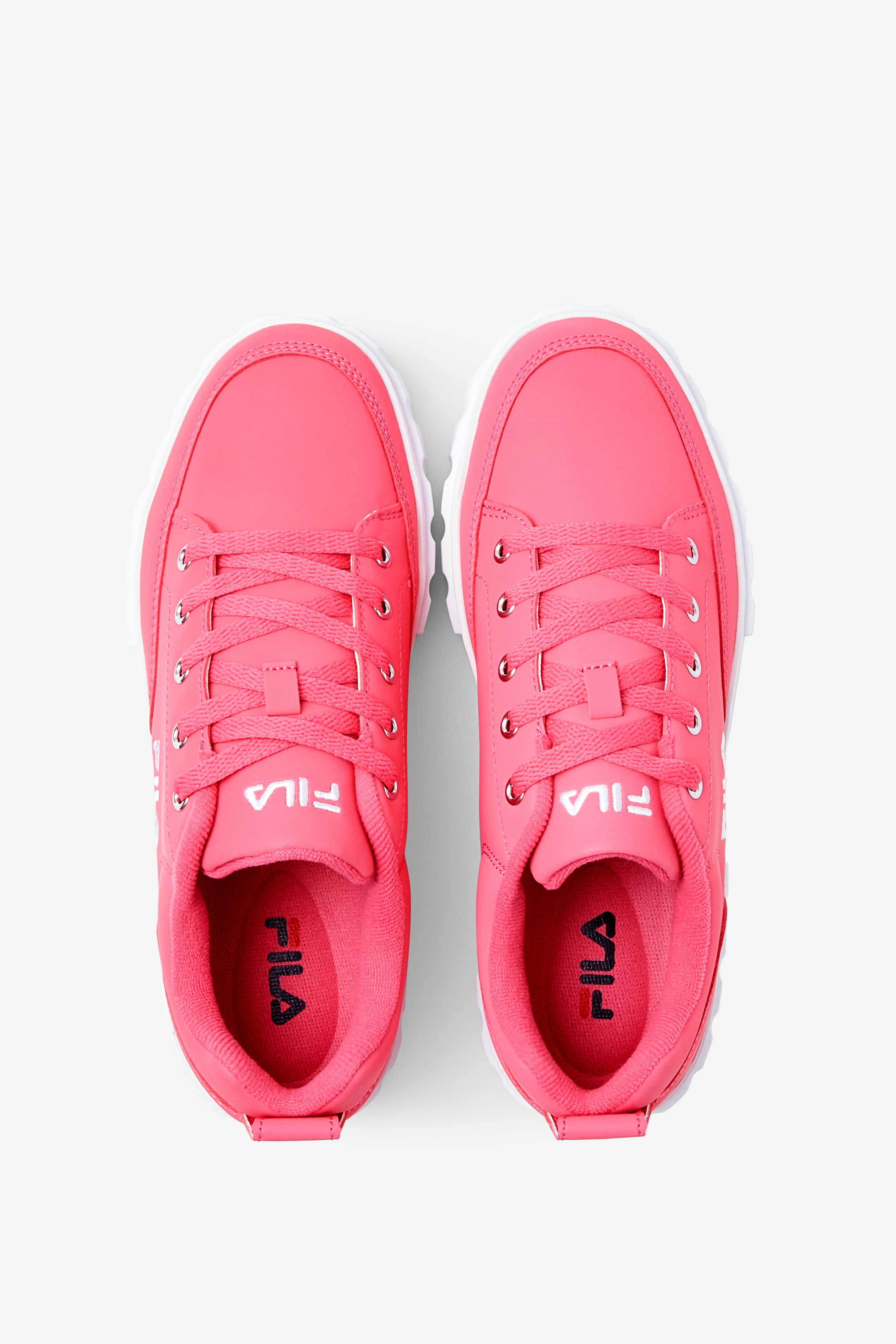 Pink fila platform sneakers hotsell