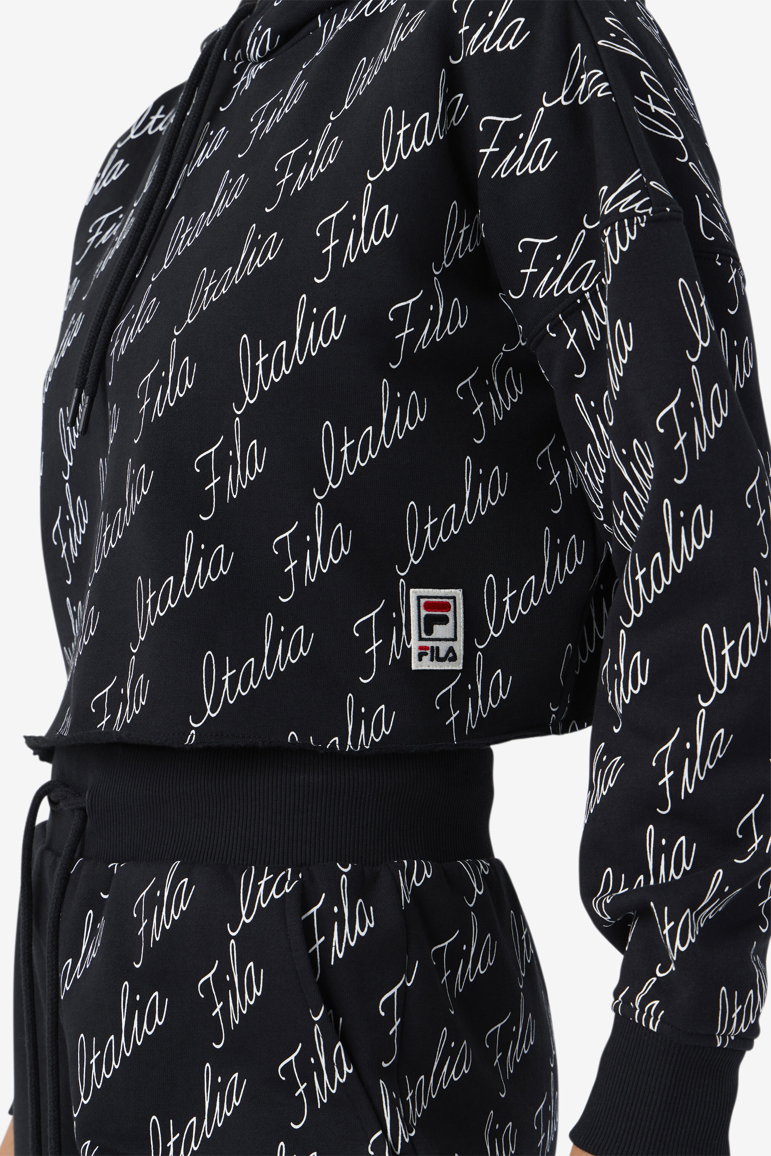 Fila woven clearance panel crop hoodie