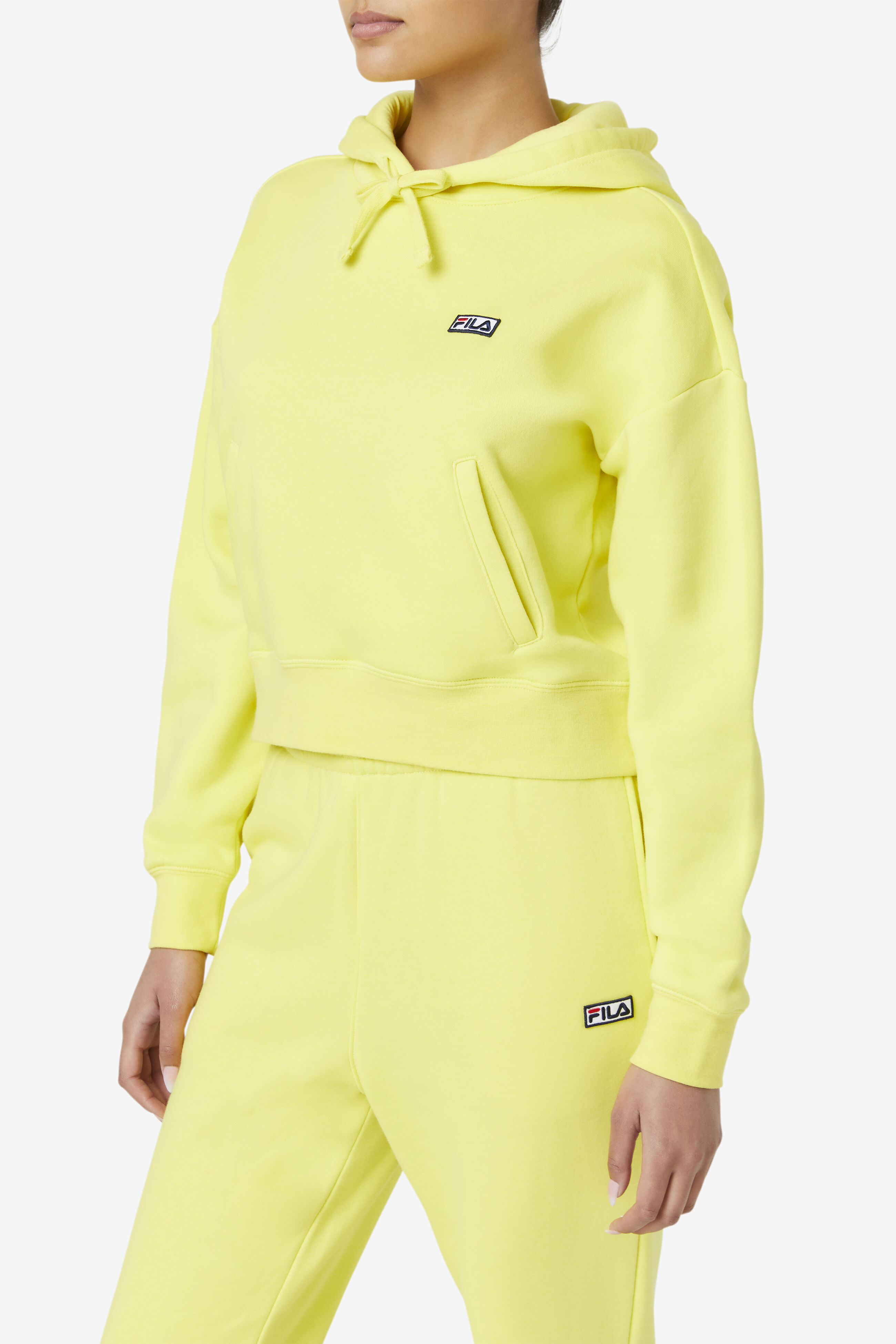 Fila yellow online cropped hoodie
