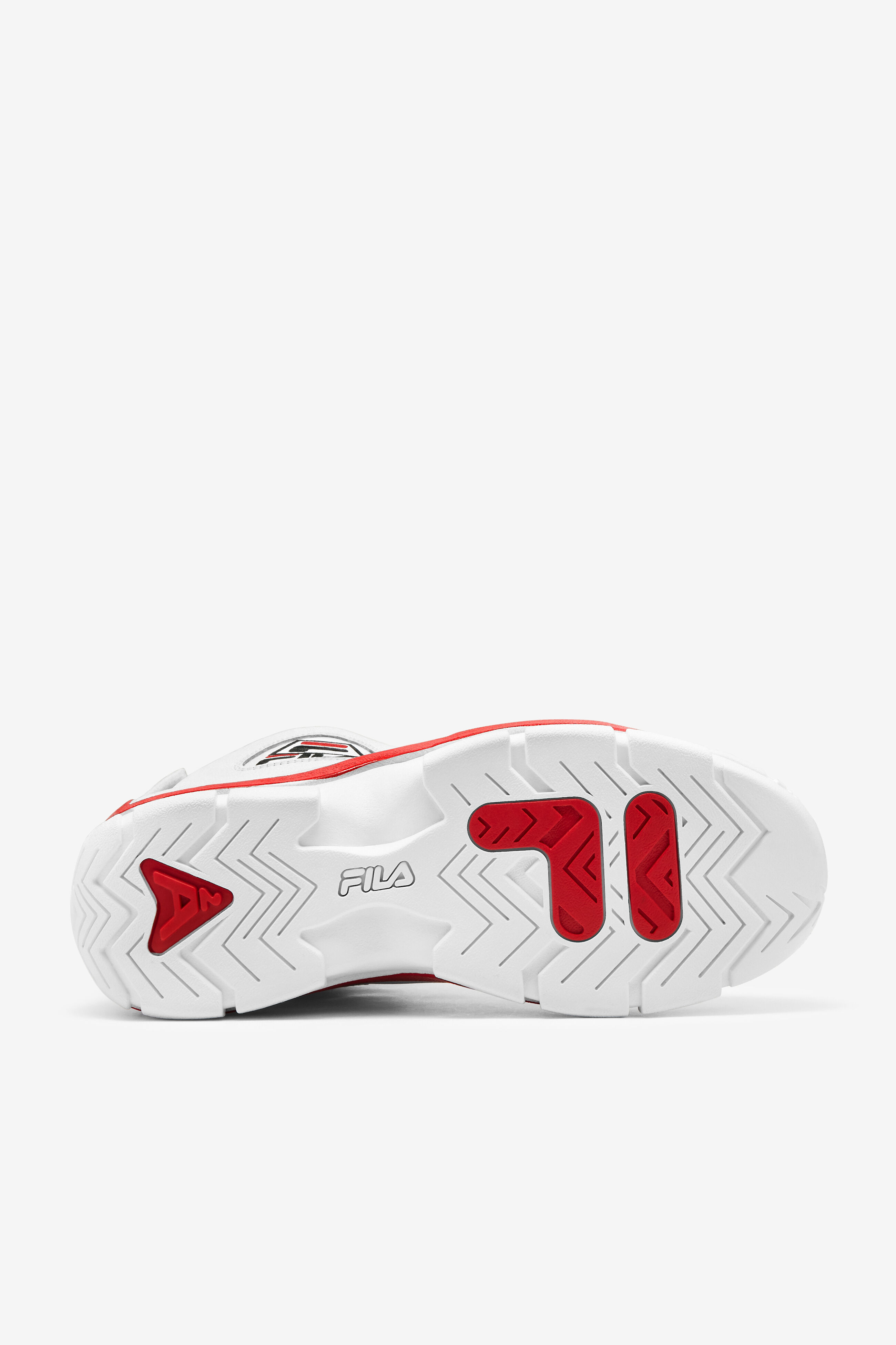 White and red fila shoes store