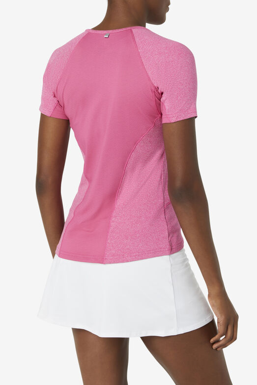 PICKLEBALL SOLID SHORT SLEEVE TOP/PINKGLOHTHR/Extra large