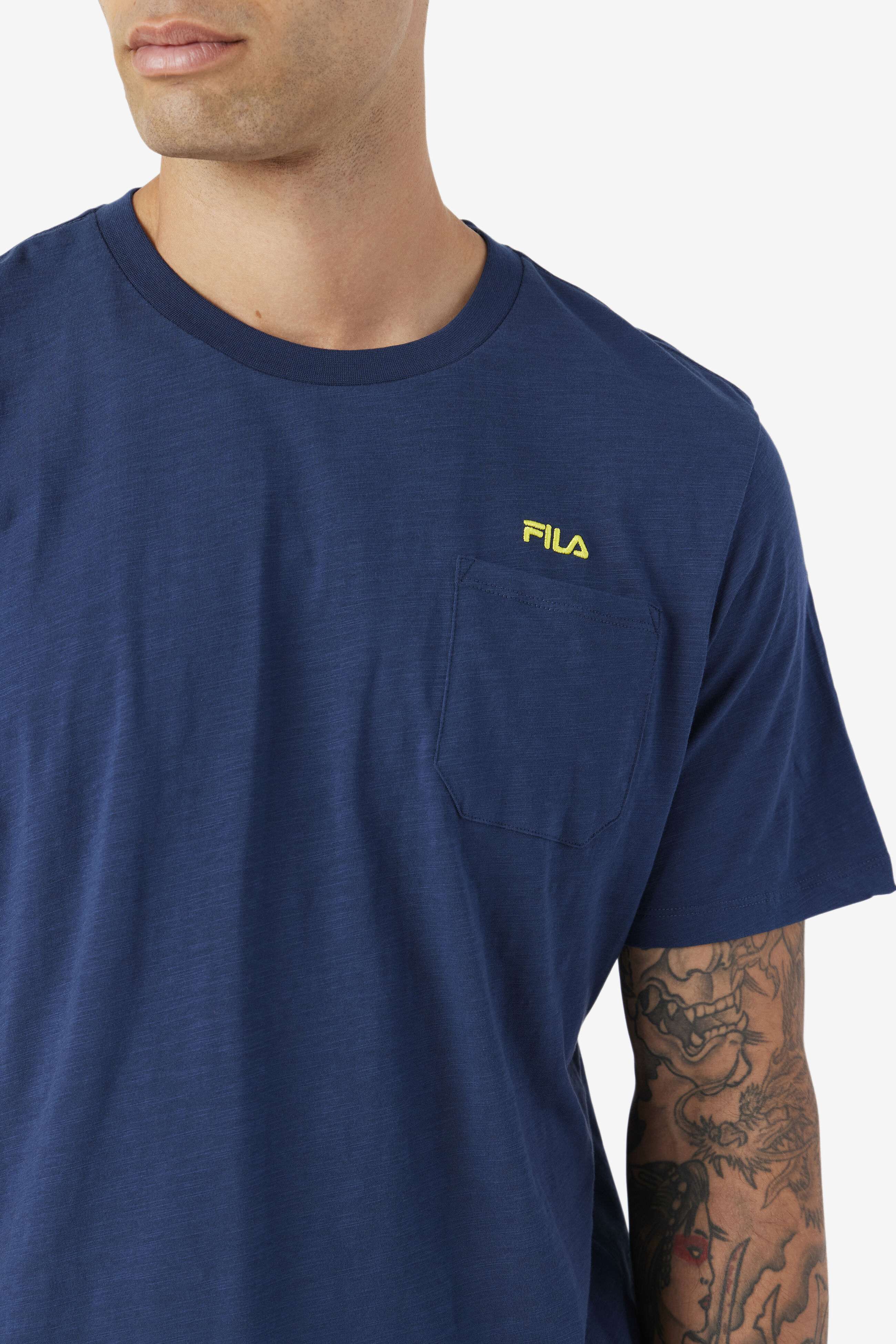 Navy blue fila t shirt on sale
