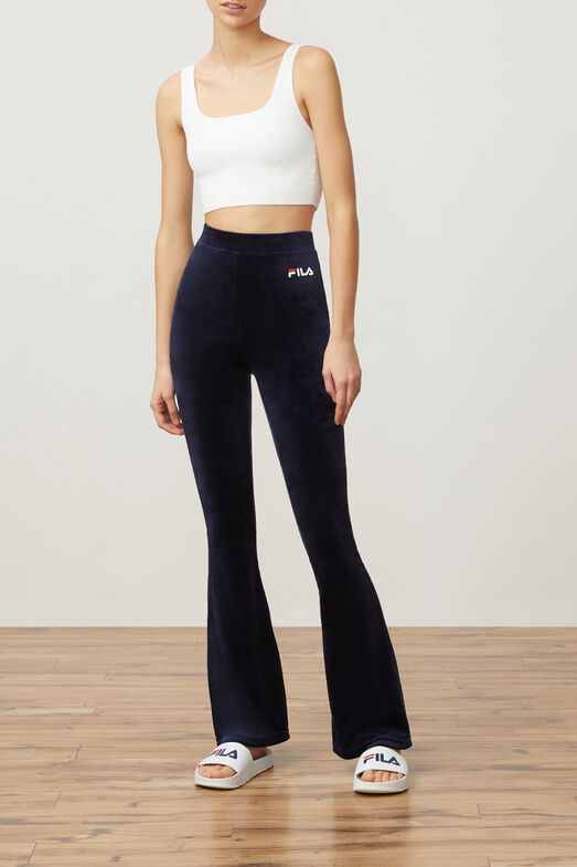 Tonia High Waisted Flared Velour Pant - Shorts & Pants