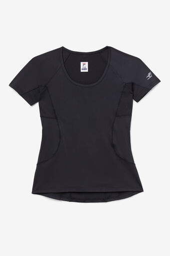 PICKLEBALL SOLID SHORT SLEEVE TOP/BLACK/Large