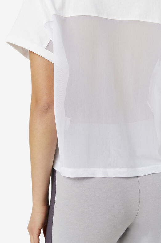 AMYTIS MESH PANEL CROP TEE/WHITE/Extra Small