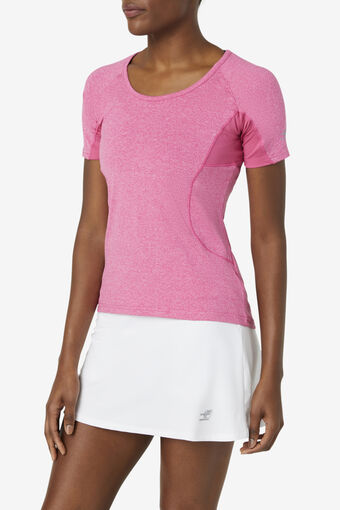 PICKLEBALL SOLID SHORT SLEEVE TOP/PINKGLOHTHR/Large