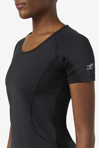 PICKLEBALL SOLID SHORT SLEEVE TOP/BLACK/Large
