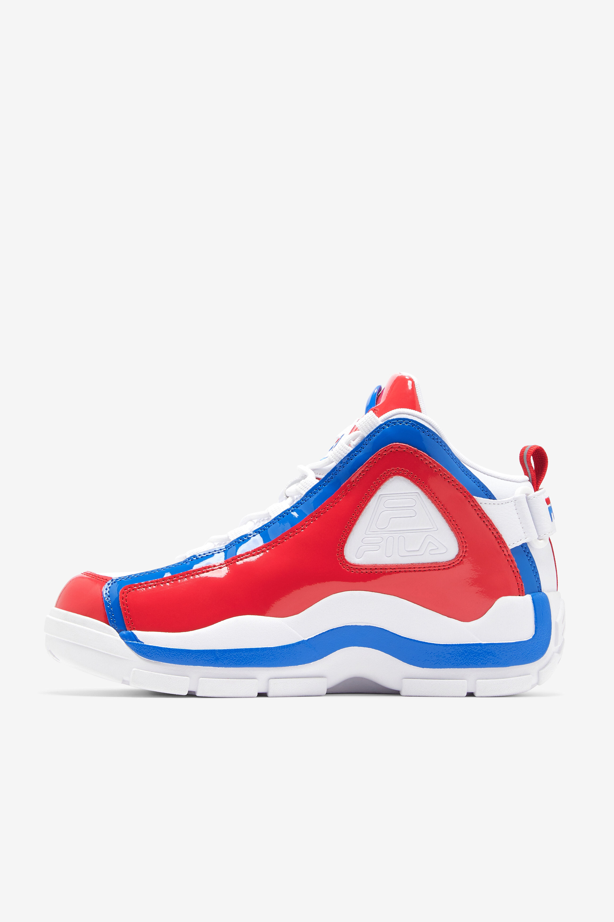 White and red fila shoes store