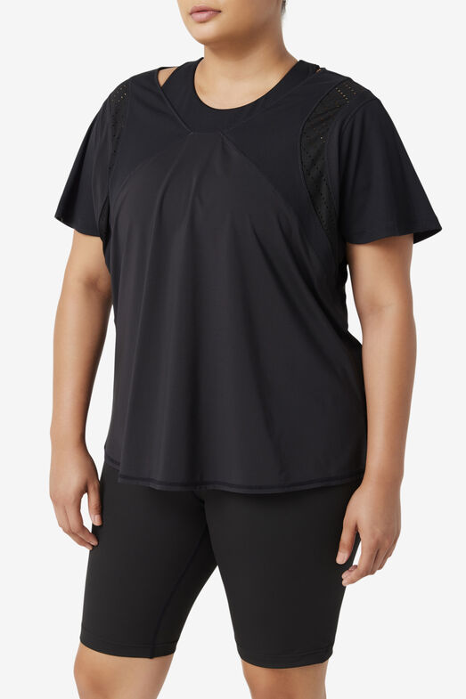 UPLIFT TEXTURE S/S TOP/BLACK/1XLarge