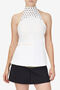 HIGH NECK RACERBACK TANK/WHT/BLK/RATTN/Large