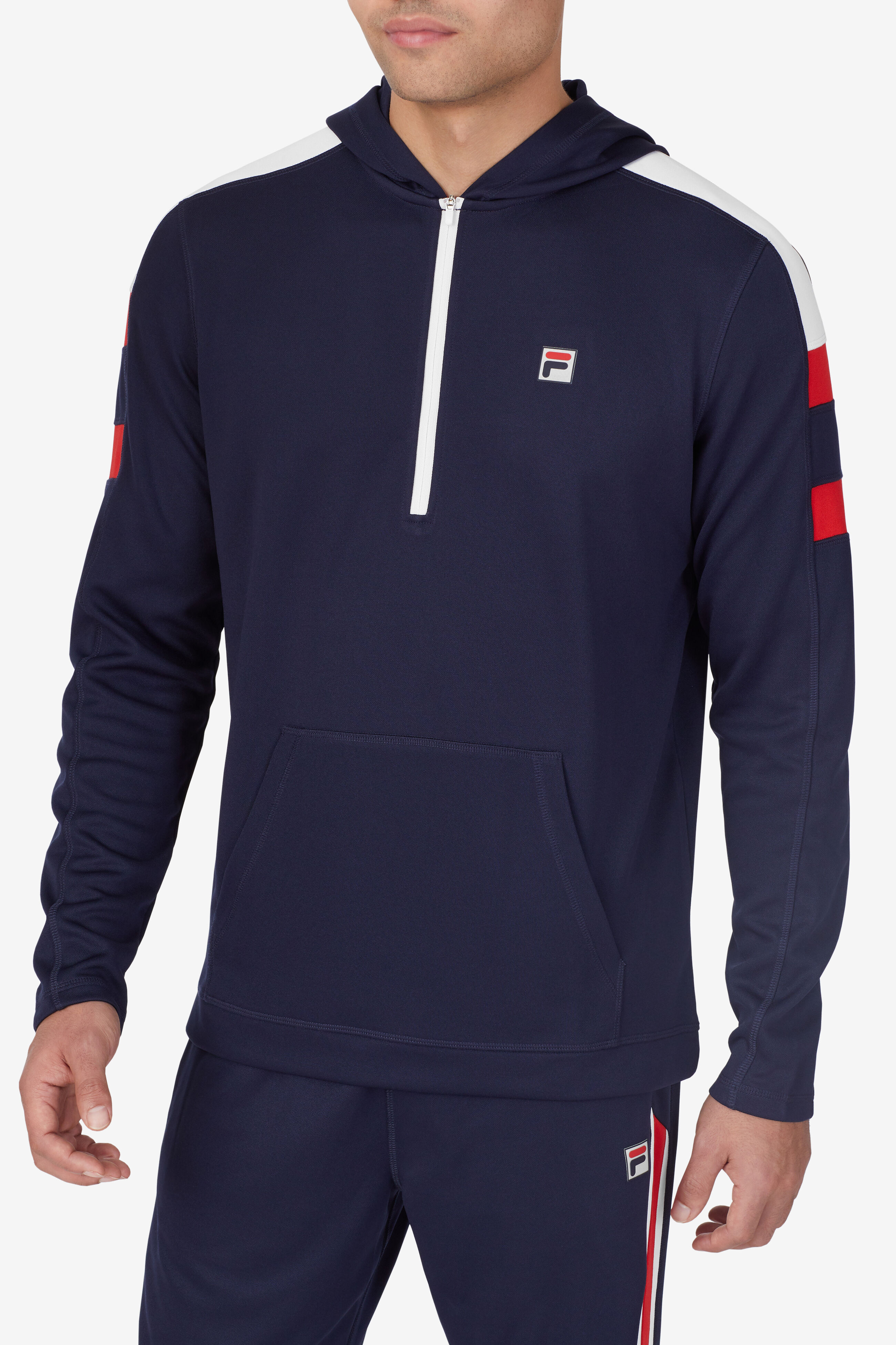 Heritage 1 4 Zip Pullover Hoodie Fila